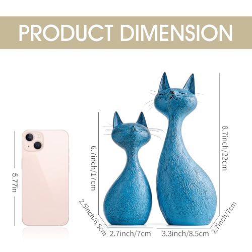 Estatuas modernas de gato azul marino FJS 8.7 pulg miniatura 2