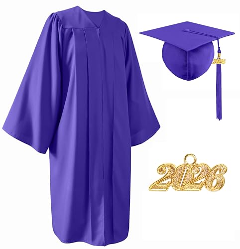 Image of Unisex Matte Graduation Cap and Gown 2026 with Tassel for High School and College Graduation