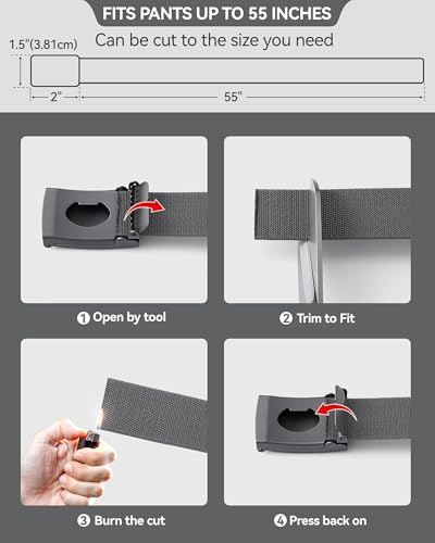 Image of Mile High Life Stretch Canvas Belt for Men, Golf Casual Elastic Web Belt, Top Military Buckle, Adjustable Cut to Fit