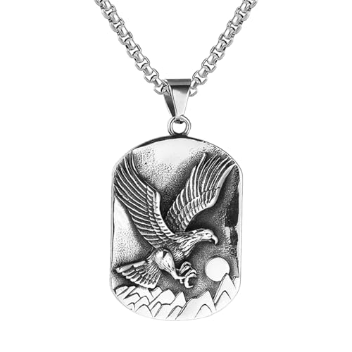Collier pour hommes cool avec pendentif aigle ailes punk