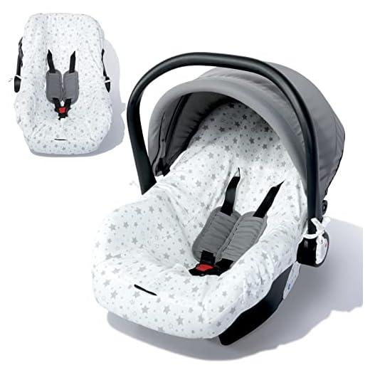 Orzbow Funda Maxicosi,Transpirable Funda Silla Coche Bebe Universal Grupo 0+,Antimanchas Funda Maxicosi Universal,Lavable a Máquina,100% Algodón Puro (Estrellas Blancas)