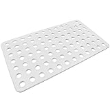 AIR TREE Non-Slip Bath,Shower,Tub Mat,15 x 29 Inches,Soft Rubber with Big Drain Holes,Suction Cups,Machine Washable,Bathroom Mats/Rectangle (White)