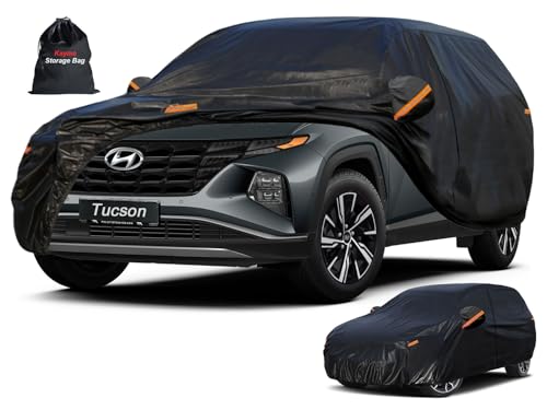Image of Kayme 7 Layers SUV Car Cover Custom Fit for Hyundai Tucson (2004-2025) Waterproof All Weather for Automobiles, Outdoor Full Cover Rain Sun UV Protection.Black