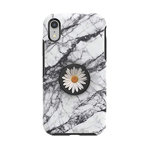 Black Friday Clearance Otter + Pop for iPhone XR: OtterBox Symmetry Series Case with PopSockets Phone Grip and Phone Stand, PopGrip, Collapsible, Swappable Top, White Marble and White Daisy