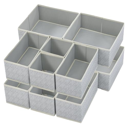 Image of Stero 12 Pack Drawer Organizers for Clothing, Dresser Drawer Organizer Clothes, Fabric Foldable Closet Organizers and Storage Basket Bins for Clothes, Underwear, Bras, Socks (Blended)