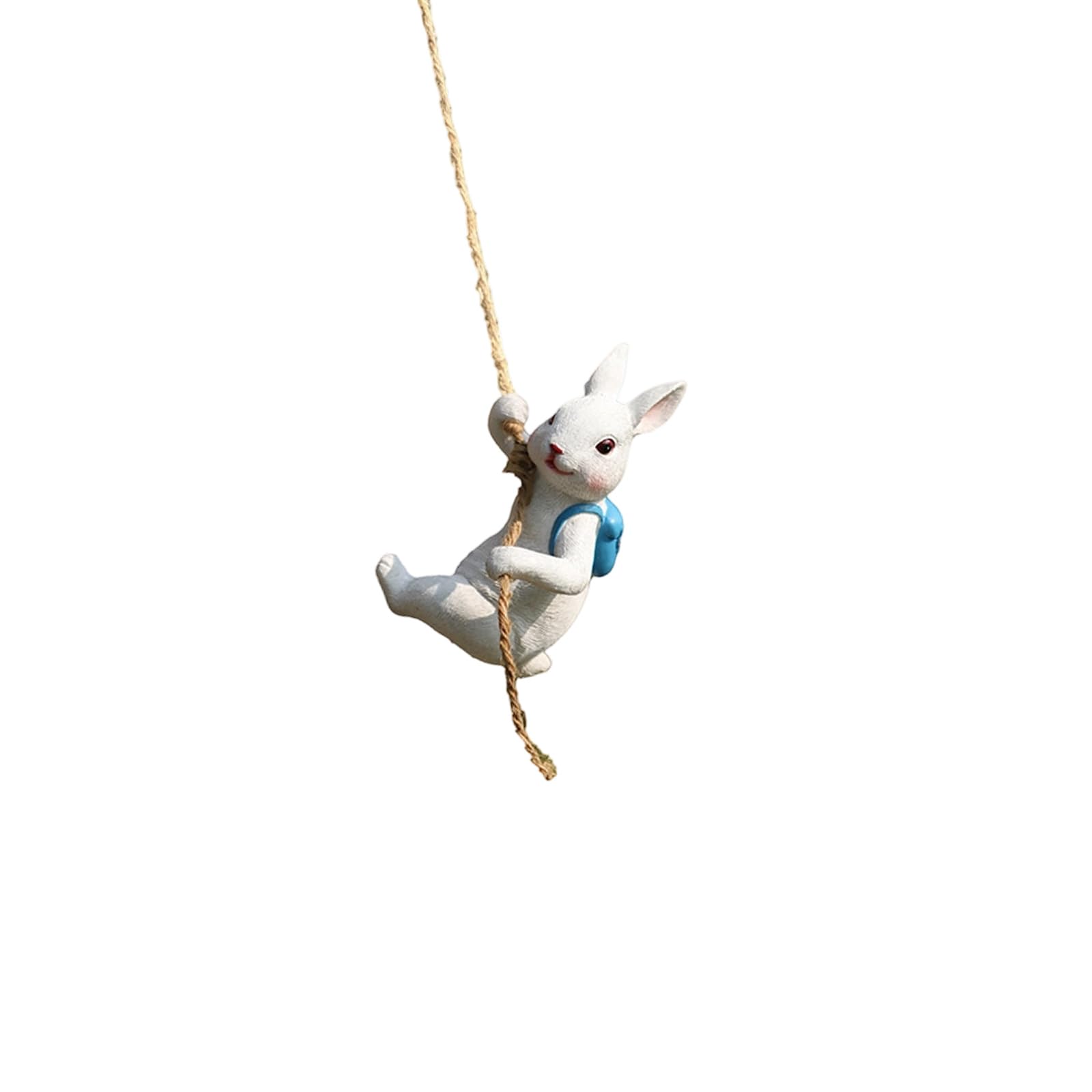 Shurhome Hanging Animal Figurines with Hook Resin Animal Climbing on Rope Cats/Frogs Statues Sculptures Easters Decors for Home Resin Rabbits Climbing on Rope Statues