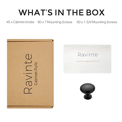 Image of Ravinte 45 Pack Kitchen Cabinet Knobs Dresser Knobs Matte Black Drawer Pulls Door Handles for Drawer Cupboard and Dresser