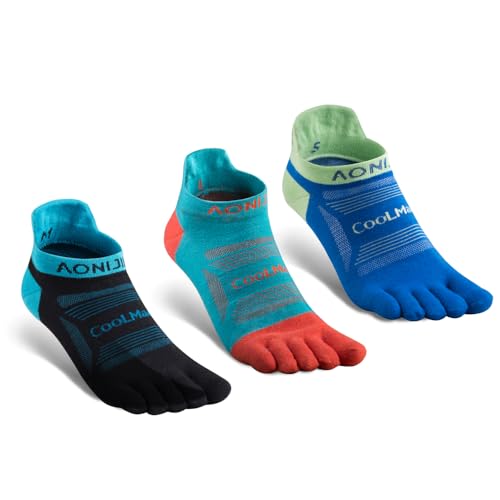 AONIJIE 3 Pairs Toe Socks for Men and Women, Breathable Low Cut No Show Socks for Running Cycling