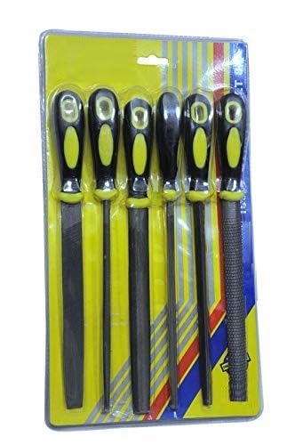 Tools - Juego de 6 limas surtidas con mango (8 pulgadas) | Limas planas, redondas, semicirculares, triangulares, cuadradas y escofinas para madera, metal, bricolaje y carpintería