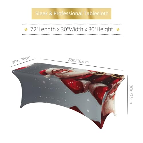 Housse de table rectangulaire en élasthanne imprimé Père Noël stretch et infroissable - 7