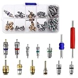 KITUREK 102PCS Car Air Conditioning Valve Core Seal Kit, Double Head Dual Removal Install Tool, A/C R12 R134a Refrigeration Tire Valve Stem Cores Dismantling Tool Assortment Kit
