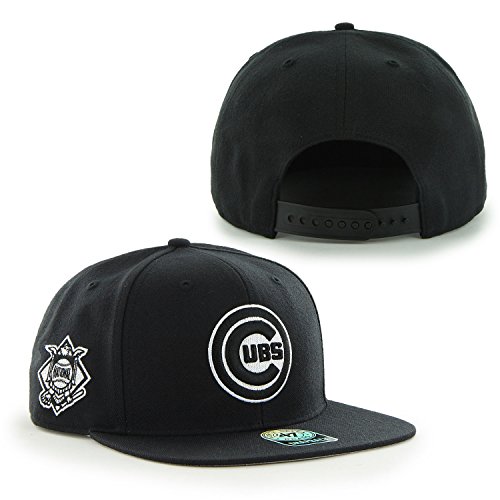 '47 Chicago Cubs MLB Black Sure Shot Brand Captain Wool Flat Bill Snapback