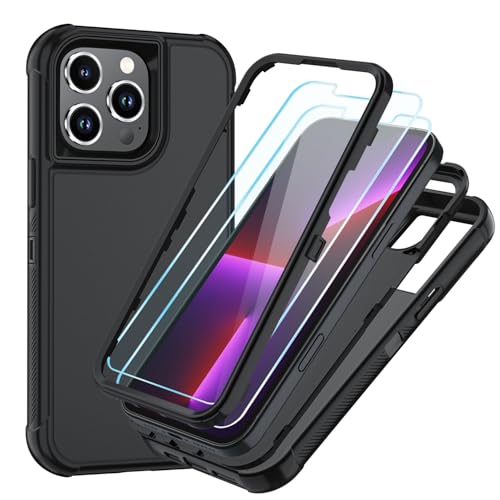 Image of SunStory Compatible with iPhone 13 Pro Max Case with HD Screen Protector, 3-Layer Heavy Duty Full-Body Cover,3 in 1 Hybrid Protective Case for iPhone 13 Pro Max 6.7 inch,Black