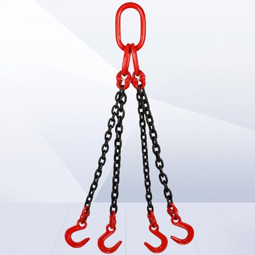 5/16 Inch X 3 Ft Lifting Chains with Hooks 4 Leg Sling, Rigging Equipment for Large/Heavy Cargo Security Towing and Handling, Weight Lifting Steel Chain(5 ton(11023 lbs) - 1m/3.3ft Long)
