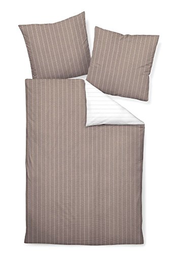 Janine Mako Soft Seersucker Bettwäsche 3 teilig Bettbezug 200 x 220 cm Kopfkissenbezug 80 x 80 cm Tango 20020-07 Taupe