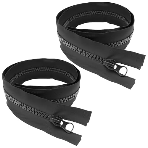 Fermeture éclair séparable en plastique maille n°5 noir 50cm, lot de 2 fermetures à glissière en résine pour veste blouson manteau couture DIY, zip...