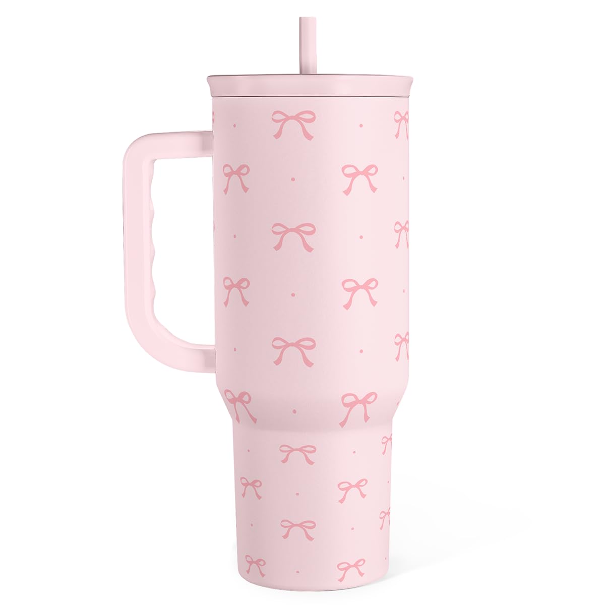 Gift for Women Girls - Coquette Bow Stainless Steel Tumbler with Handle, Travel Coffee Mu…