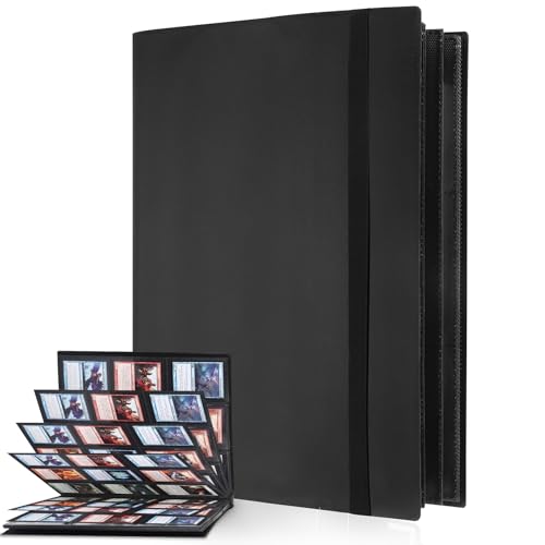 hautllaif Carpeta de 9 bolsillos para tarjetas de intercambio, carpeta de tarjetas con 360 bolsillos laterales de carga deportiva, carpeta de tarjetas, álbum de tarjetas, apto para tarjetas de fútbol