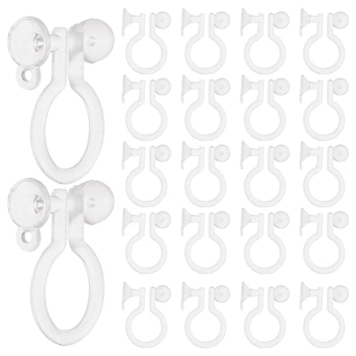 SUNNYCLUE 1 Box 250Pcs Clip on Earrings Converters Ear Clips Non Pierced Painless Plastic Transparent U Type on Earrings Findings for jewellery Making Accessories DIY Dangle Craft