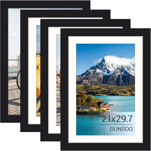 Image of 4 Pack A4 Picture Frame, A4 Black Photo Frames 21 X 29,7 cm for Table Top and Wall Mounting