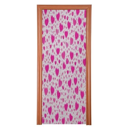 FLildon Cute Heart Valentines Love Door Cover Decoration, Party Accessory Porch Decor for Festive Ornament Room Door Covers 35 x 79 Inch
