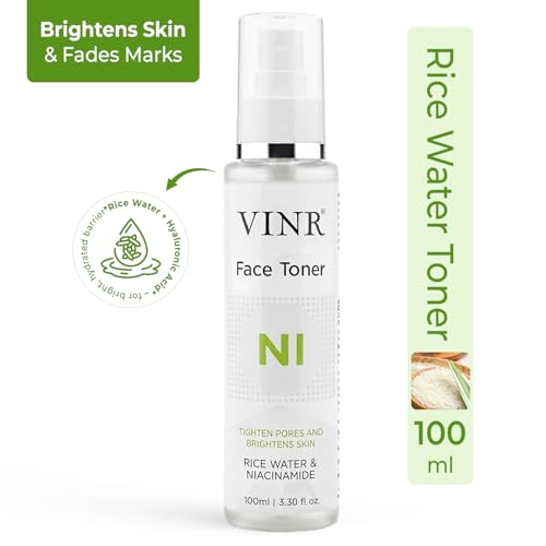 Image of VINR 10% Niacinamide & 1% Hylauronic Acid Rice Water Face Toner Pore Tightening & Glowing Skin Oil Control | Hydrating Facial Toner for Acne-Prone, Sensitive & All Skin Types | Women & Men -400ml (Pack of 4 )