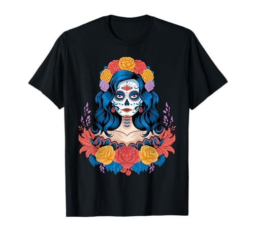 La Catrina Día De Muertos Día De Los Muertos Floral Halloween Camiseta