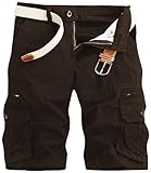 Mens Cargo Shorts Cotton Work Shorts Multi Pocket Casual Workout Shorts for Men NO Belt Brown 34