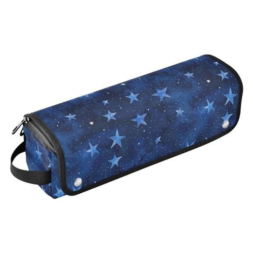 Bolsa de viaje para herramientas de cabello para mujeres con tapete resistente al calor removible, estuche doble capa para planchas y accesorios de cuidado capilar, diseño Deep Blue Stars miniatura 1