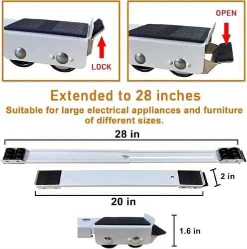 Image of Washing Machine Stand Multi-Functional Movable Adjustable Base Mobile Roller Locking Wheels for Washing Machine Mover Tool for Refrigerator, Furniture, Fridge, Sofa, Table, Cupboard