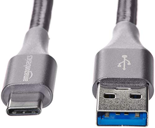 Image of Amazon Basics USB-C to USB-A 3.1 Gen 1 Fast Charger Cable, Nylon Braided, 5Gbps High-Speed for Apple iPhone 16 /15, iPad, Samsung Galaxy, Tablets, Laptops, 6 Foot, Dark Gray