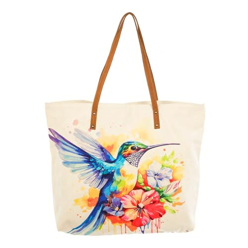 Bolso Tote para Mujer con Diseño de Colibrí y Flores