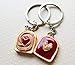 Handmade Strawberry Heart Peanut Butter and Jelly Best Friend Key Chain Set, BFF key Chains, Bestie Keychains