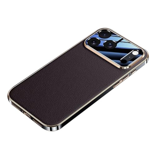 Étui pour iPhone 17 Pro Max antichoc fin en cuir marron anti-rayure photo