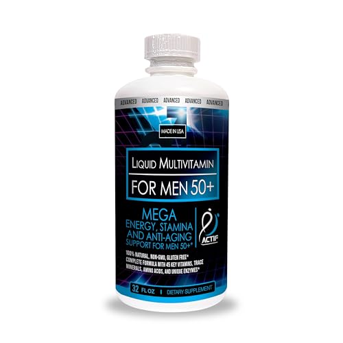 ACTIF Liquid Daily Multivitamin for Men 50+, 45+ Advanced Factors, Non GMO, Made in USA, 32oz
