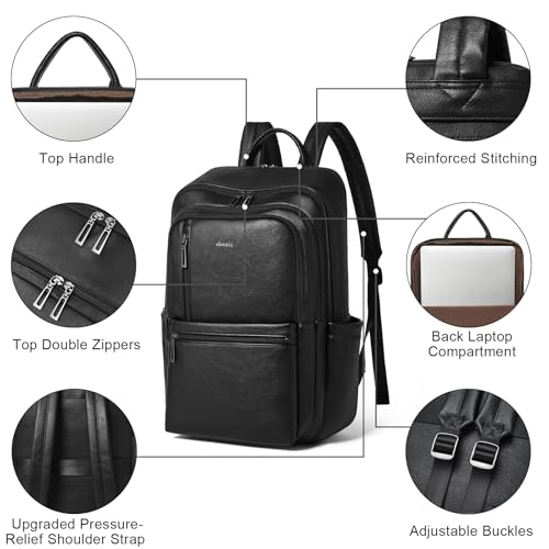 Image of Shrrie Leather Laptop Backpack for Women, 17 inch Large Travel Laptop Backpack Purse for Casual Daypack College Work Bag