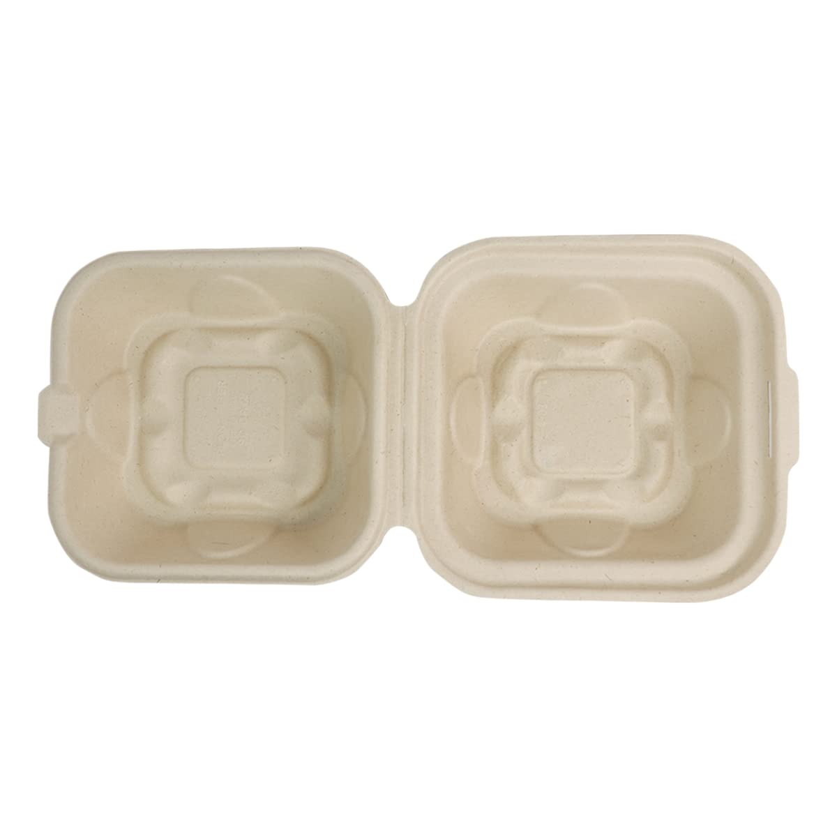 World Centric TO-SC-U15B 100% Compostable Unbleached Plant Fiber Burger Box Take Out Containers, 6" x 6" x 3" (Pack of 500)