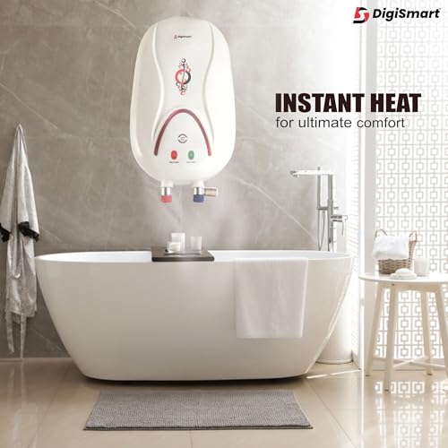 Image of DIGISMART 1 L HOTMAK Instant Water Heater Geyser, 3 kW ISI Approved, Copper Heating Element, Anti-Rust Coated Tank, ABS Body, Energy Efficient, Ivory, 2 Year Warranty