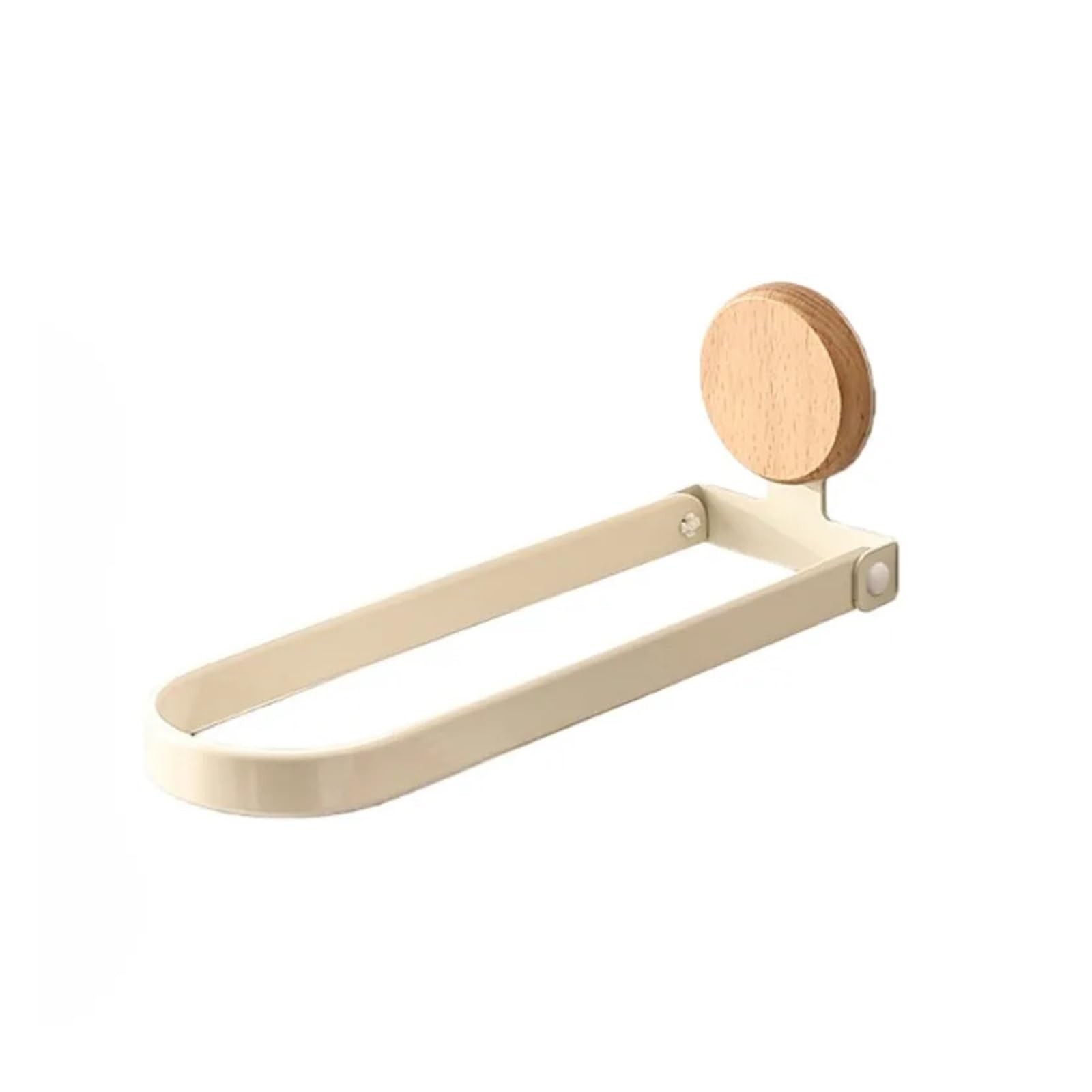 1pcs Walnut Wood Bathroom Towel Rack, Washbasin Stand Wall-mounted Foldable Bath Hanging Rod Without Drilling(White)