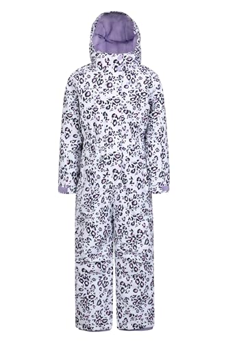 Mountain Warehouse Cloud Kids Snowsuit - Waterproof, Adjustable, One Piece Jumpsuit with Taped Seams & Fleece Lining, Girls & Boys - Winter, Ski & Rain Lilac (Printed) Kids Size 2-3 Years