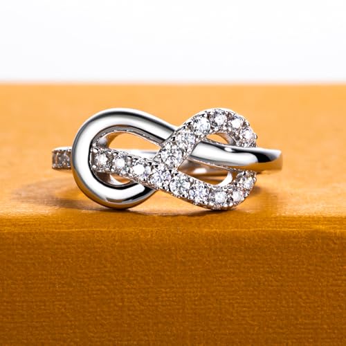 Moissanite Engagement Statement Rings D Color VVS1 Clarity 925 Sterling Silver Double Infinity Love Knot Moissanite Wedding Promise Intertwined Ring for Women with Certificate2