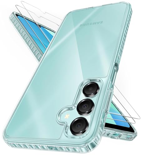 Image of Vihibii For Samsung Galaxy A16 TPU Case Clear,[Anti Yellowing] With 2X Screen Protector,Thin Shockproof Protection & Scratch Proof & Transparent,Soft TPU Crystal Cover For Samsung Galaxy A16 5G,Clear