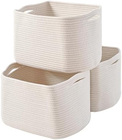 ICERZCZ Storage Baskets for Organizing Shelves, Woven Cotton Rope...