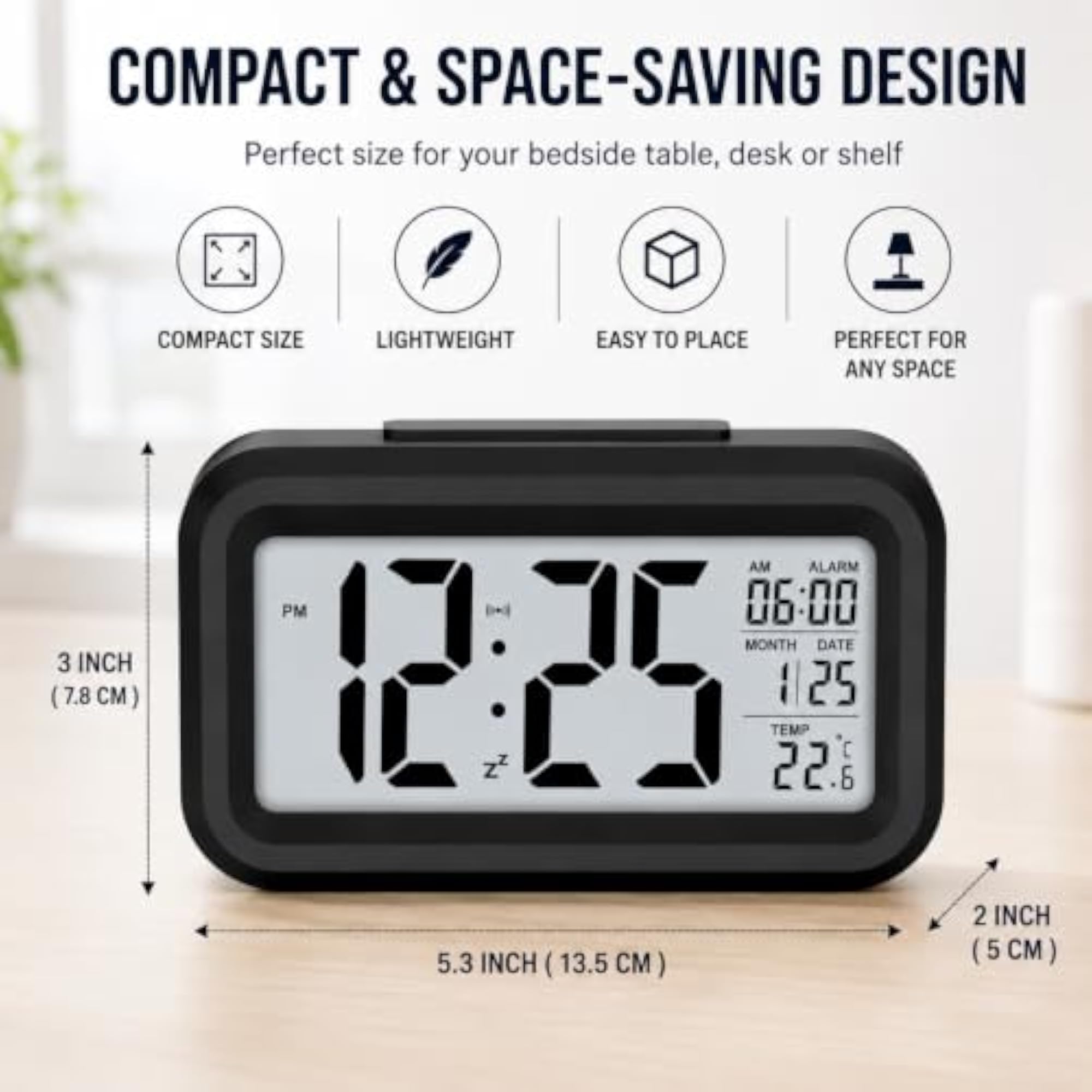 Digital Alarm Clock with Sleek Design