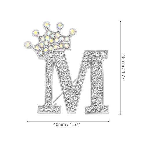 Image of PATIKIL Letter Brooch Pins, Crown Initial Rhinestone Alphabet Letter Lapel Badges Pin for Women Suits