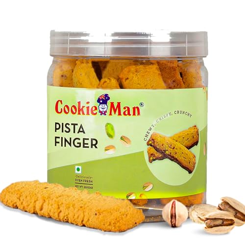 Image of CookieMan Pista Biscuit Fingers - 250g | Eggless Gourmet Pistachio Cookies, Crispy & Buttery | Perfect Tea-Time & Coffee Snack, Ideal for Gifting & Anytime Indulgence