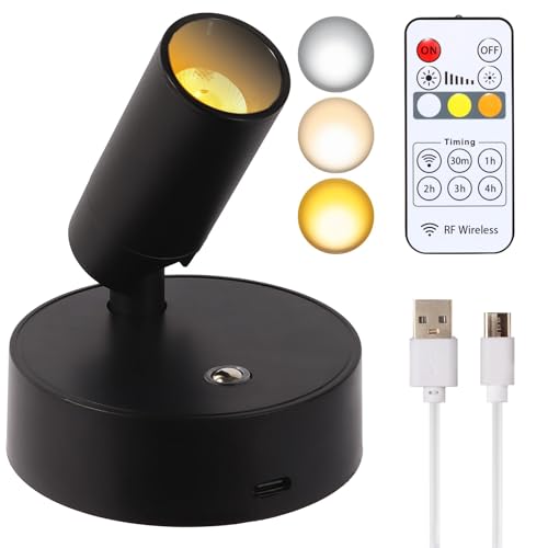 MIOBLUE USB Aufladbar LED Spots Akku mit Fernbedienung, 3 Farbtemperaturen, Dimmbar Spot Puck Leuchten, Kabellos Bilderleuchten LED mit Timing Funktion für Kunst, Pflanzen, Portraits, 1Pack MIOBLUE USB Aufladbar LED Spots Akku mit Fernbedienung, 3 Farbtemperaturen, Dimmbar Spot Puck Leuchten, Kabellos Bilderleuchten LED mit Timing Funktion für Kunst, Pflanzen, Portraits, 1Pack