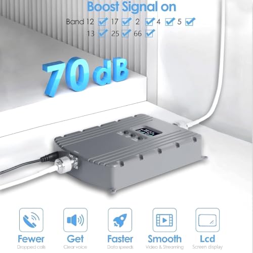 Image of Cell Phone Booster for Home Office with 2 Indoor Antennas| Boosts 5G & 4G LTE | Cell Phone Signal Booster for All U.S. Carriers with Band 2 /4 /5 /12 /13 /17 /25 /66| Up to 8000 Sq.Ft | | FCC Approved