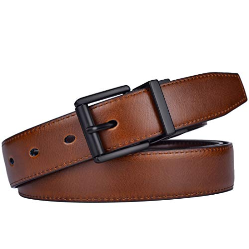 Image of Beltox Men's Belt Dress Casual Reversible Leather 1.1 inch w Roller Buckle Rotated