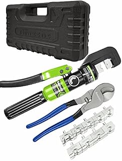 Hand Operated Hydraulic Crimping Tool Range 4mm² to 70mm² for Cable lugs Hydraulic Crimping Crimper Wire Terminal Lug Tool with 9 Pairs Dies (4~70mm² Crimping Tool+Cut)